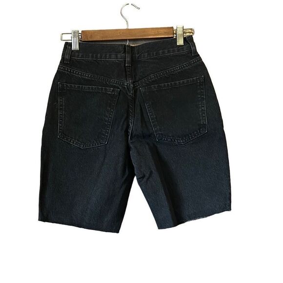 ASOS DESIGN Black Denim High Waist Button Fly Cut Off Jean Shorts - Picture 5 of 5